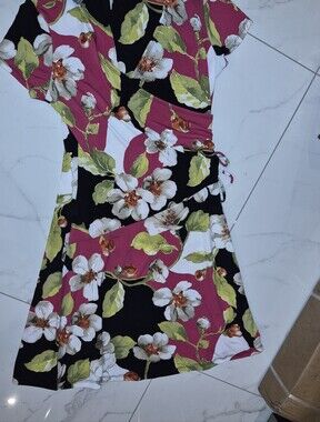 JM Collection Pink Black Floral Mini Dress